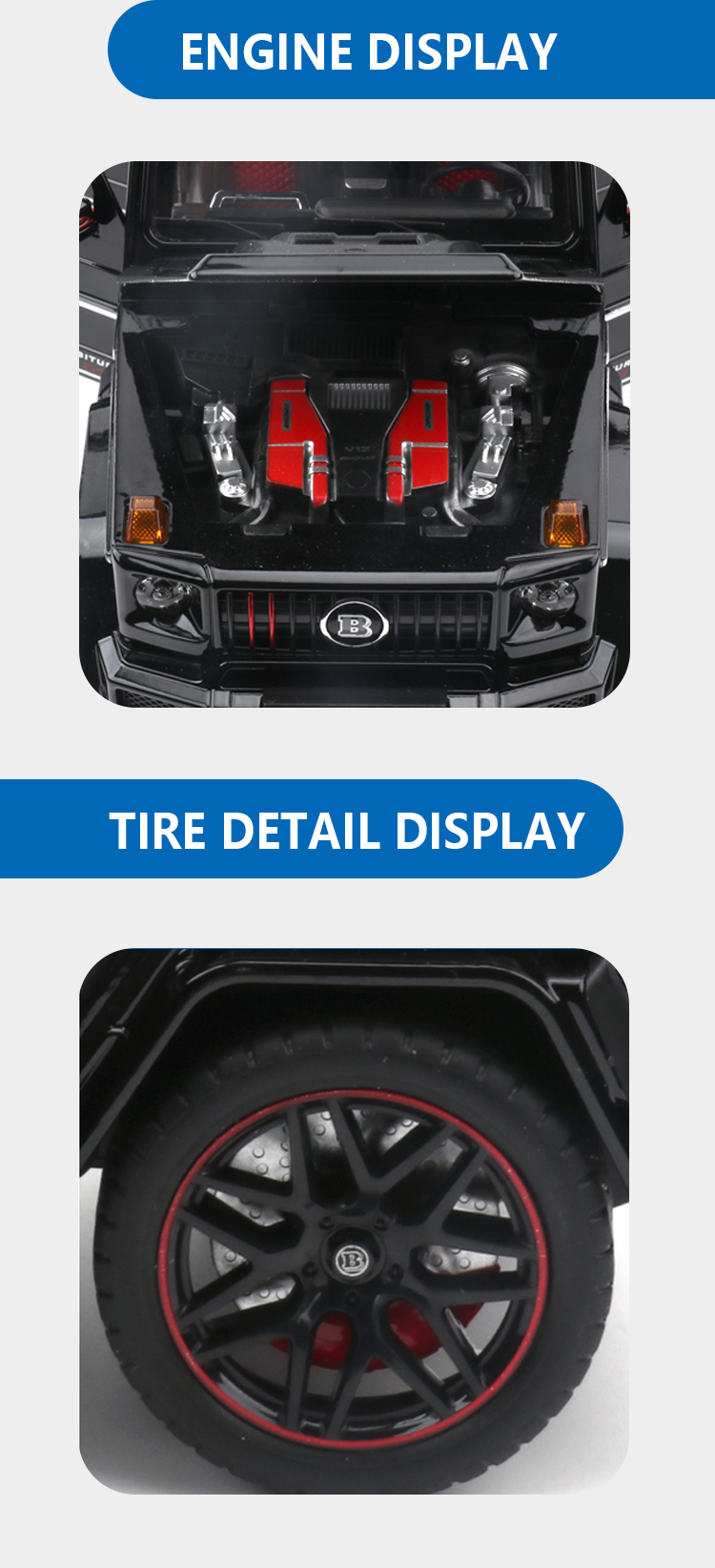 1:18 Mercedes-Benz Brabus spray simulation alloy car model, car model metal toy car ornament pic 3