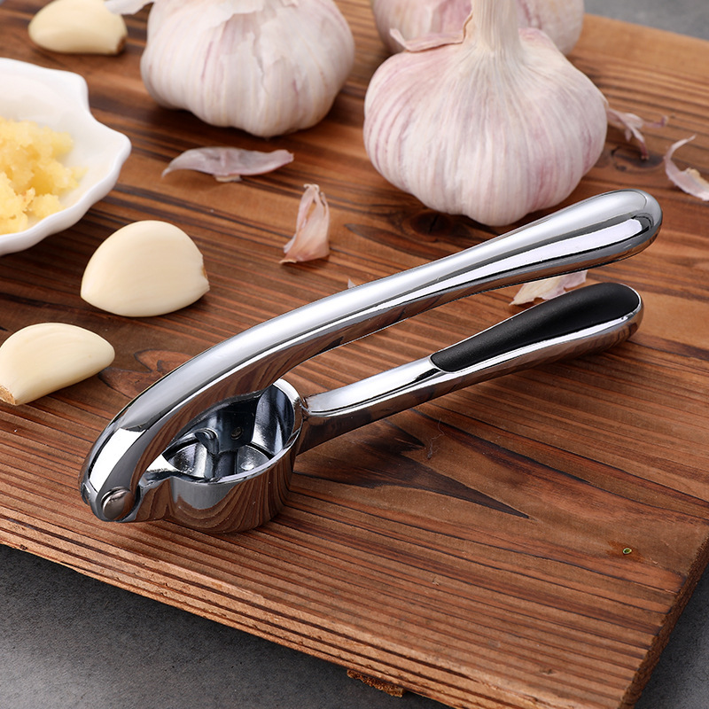 Zinc alloy water drop handle garlic press, garlic tamper, mud press and garlic peeler Item Picture