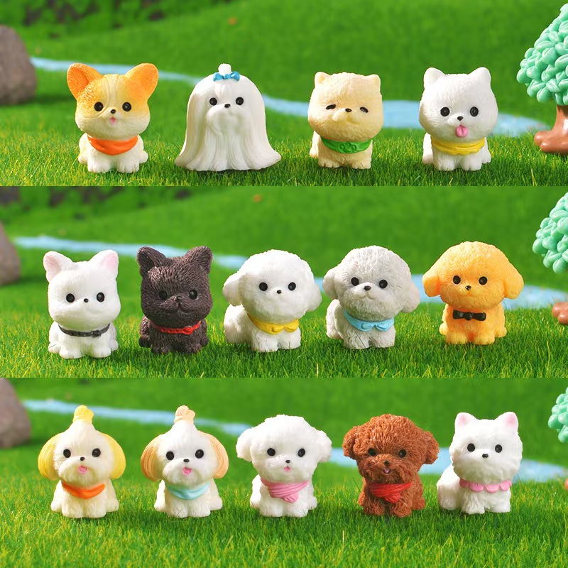 Micro-landscape decorative items, simulation bibs, cute little dog dolls, home car resin diy craft decorative small items, accessories