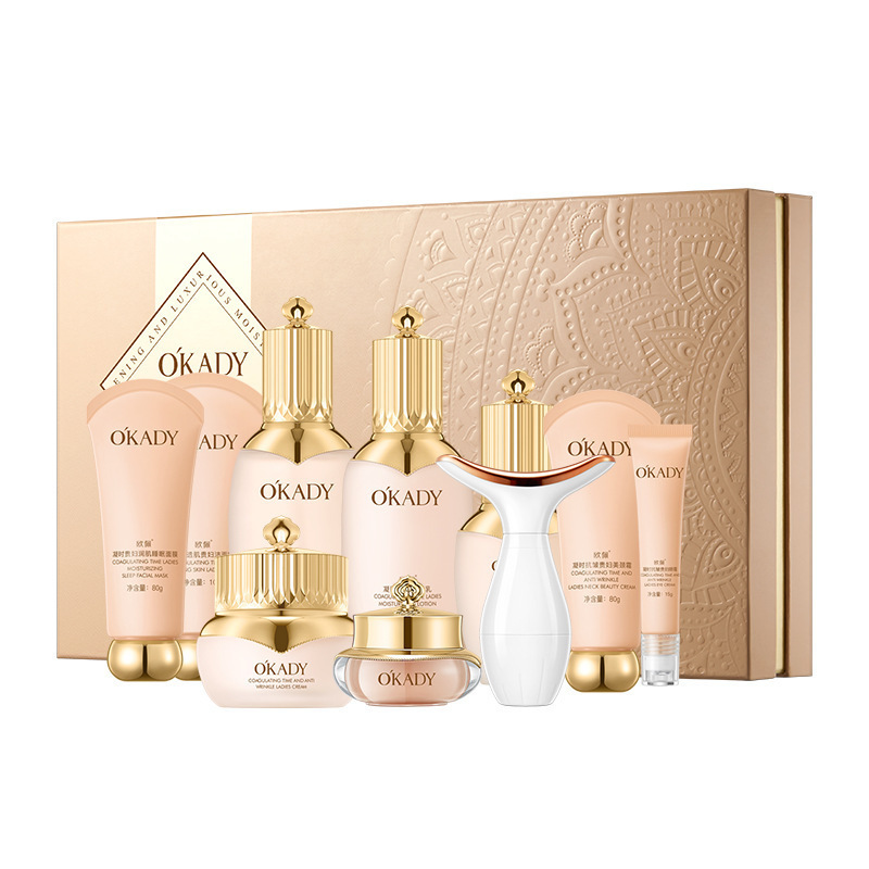 OKADY skincare Gift Box, with luxurious golden design and multiple essence creams, offers an exquisite skincare experience. pic 5