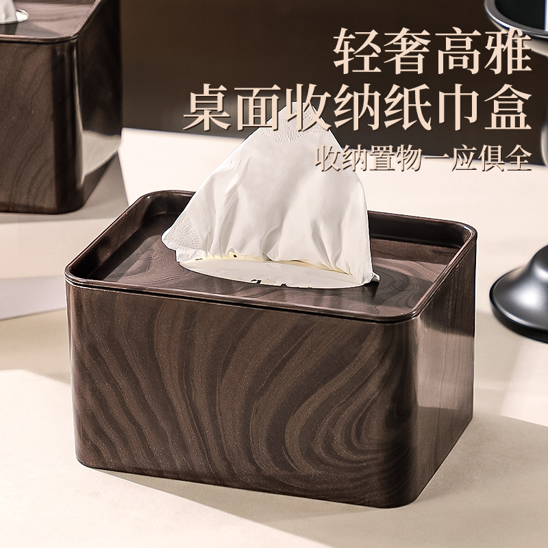 欧式长方形塑料纸巾盒收纳防尘卫生纸巾架家用纸巾抽纸器日用百货产品图
