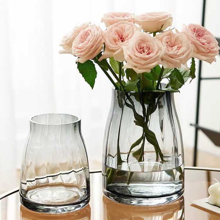 北欧轻奢高级感玻璃花瓶摆件客厅水培插花透明描金家居装饰品批发