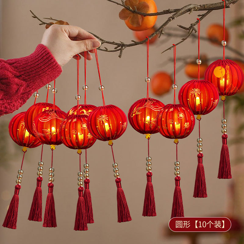 2026马年新款DIY布艺小灯笼发光款儿童卡通手提灯笼汉服拍照花灯