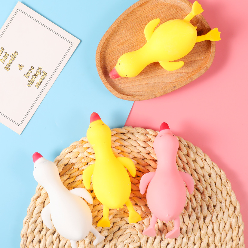 Release the big white goose, the Internet celebrity stress-relieving duck, the cartoon papa duck, the cute vinyl slow-rebound stress-relieving toy wholesale detail image 5