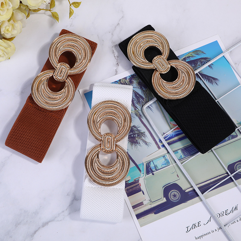 Cross-border elastic belt, women's PU leather 8-shaped buckle, decorative dress, wholesale waist belt thumbnail