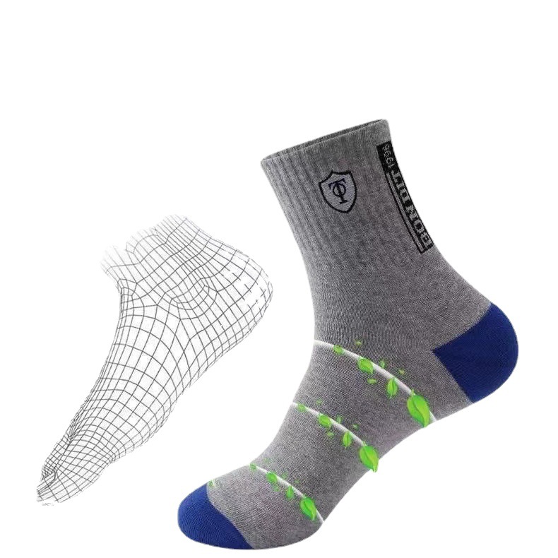 Men's mid-calf sports socks, autumn and winter anti-odor and sweat-absorbing, spring and autumn long and mid-calf men's basketball socks, trendy Item Picture