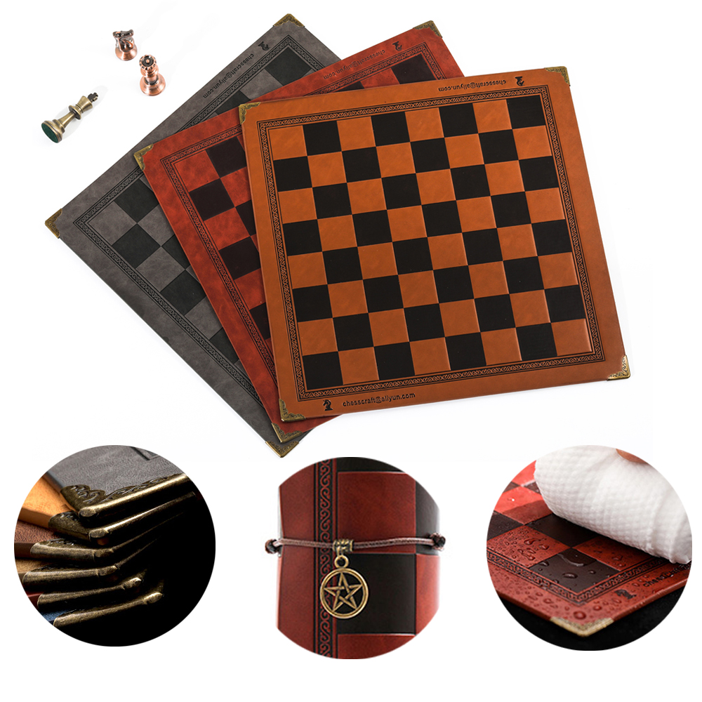 Multi-color chessboard placemat leather waterproof chess nine-color optional packaging chess and card game puzzle waterproof leather Application Scenario