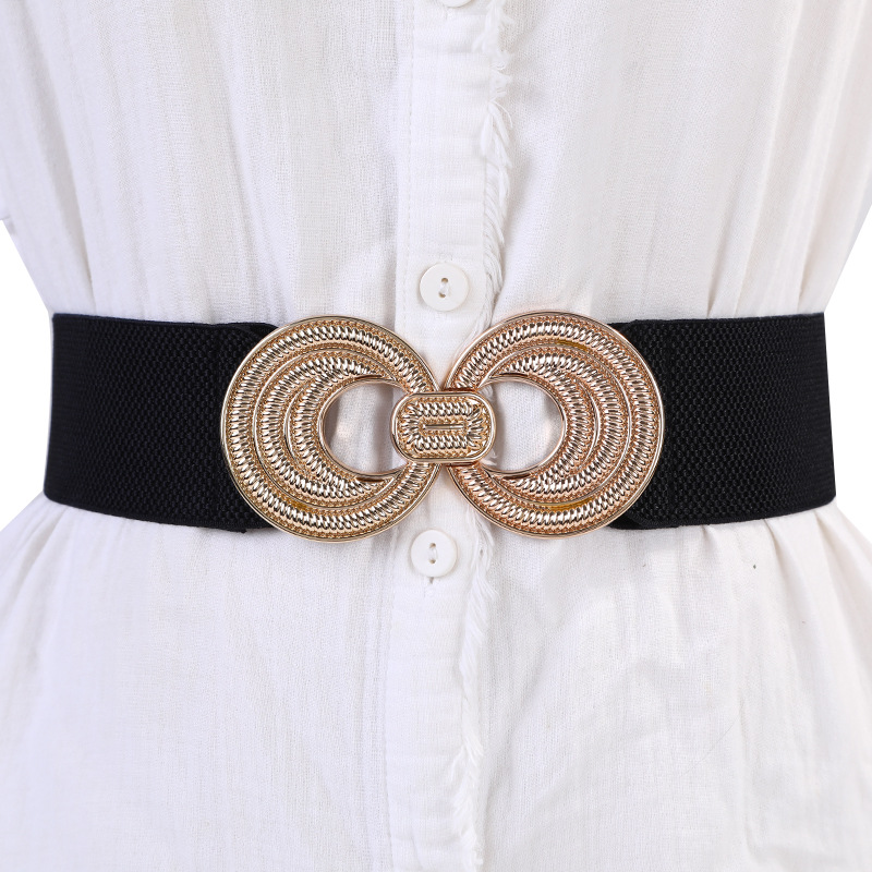 Cross-border elastic belt, women's PU leather 8-shaped buckle, decorative dress, wholesale waist belt Item Picture