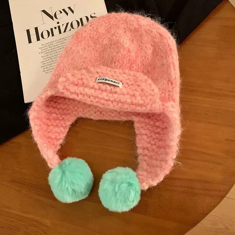 Autumn and winter knitted caps for women in 2025: Cute, versatile, warm, windproof, ear-protecting, headband, ballack cap Item Picture