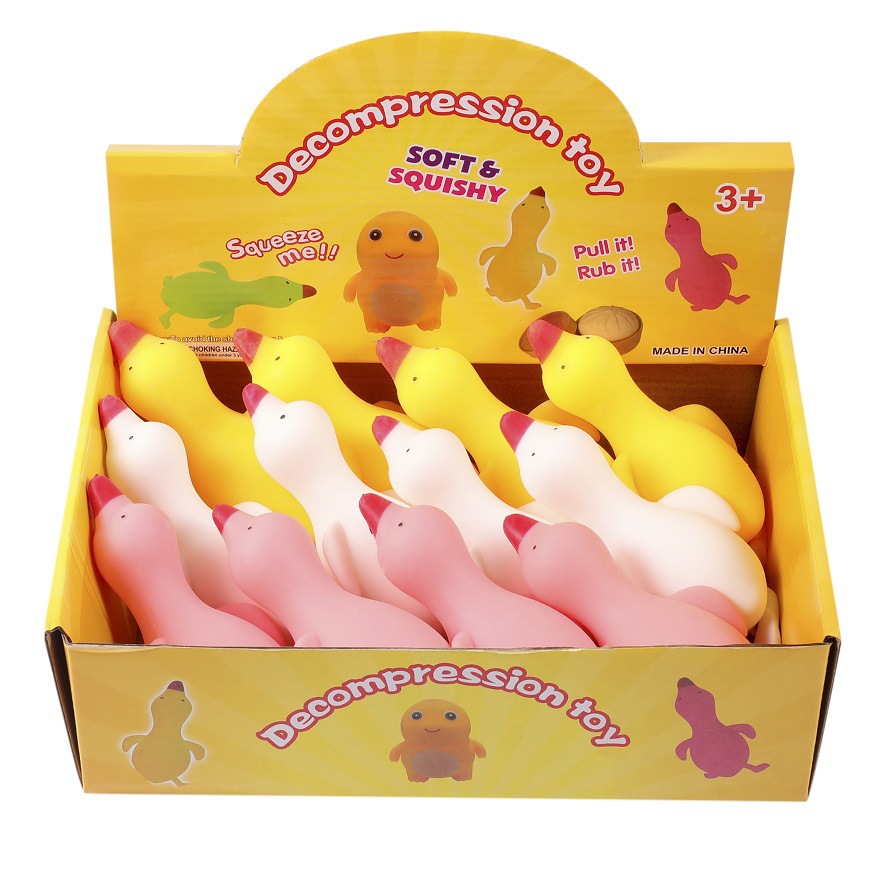 Release the big white goose, the Internet celebrity stress-relieving duck, the cartoon papa duck, the cute vinyl slow-rebound stress-relieving toy wholesale detail image 2