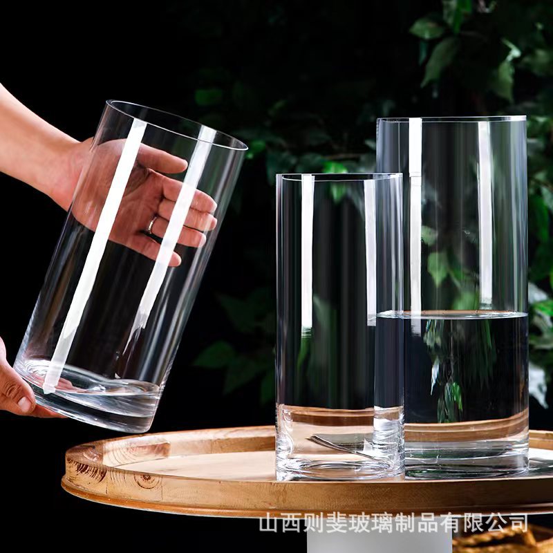 大号透明直筒玻璃花瓶客厅落地鱼缸鲜花醒花桶水培器皿玄关摆件