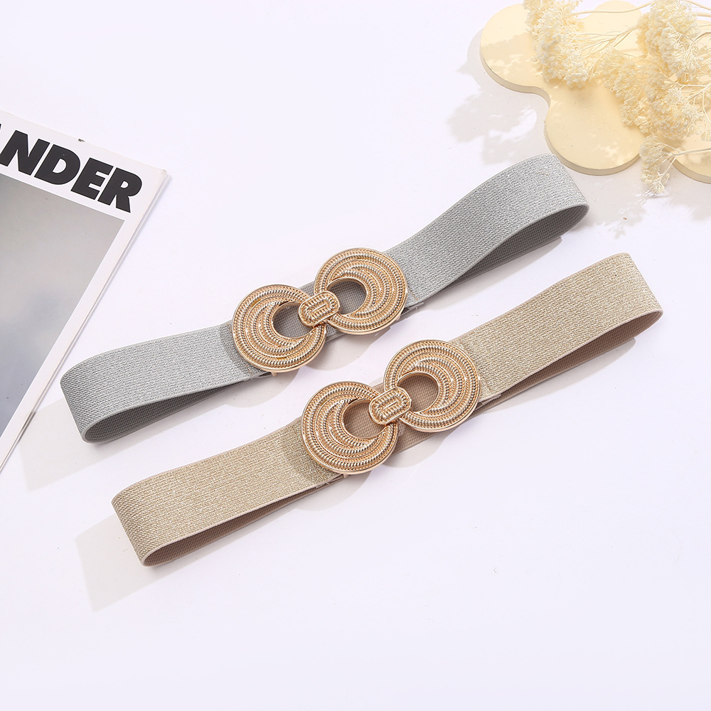 Cross-border elastic belt, women's PU leather 8-shaped buckle, decorative dress, wholesale waist belt Specification drawing