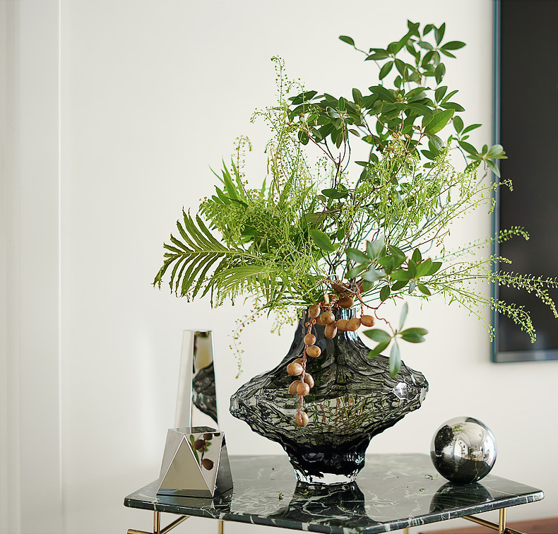 网红轻奢山谷花瓶不规则玻璃插花水培高级感装饰品客厅餐桌摆件