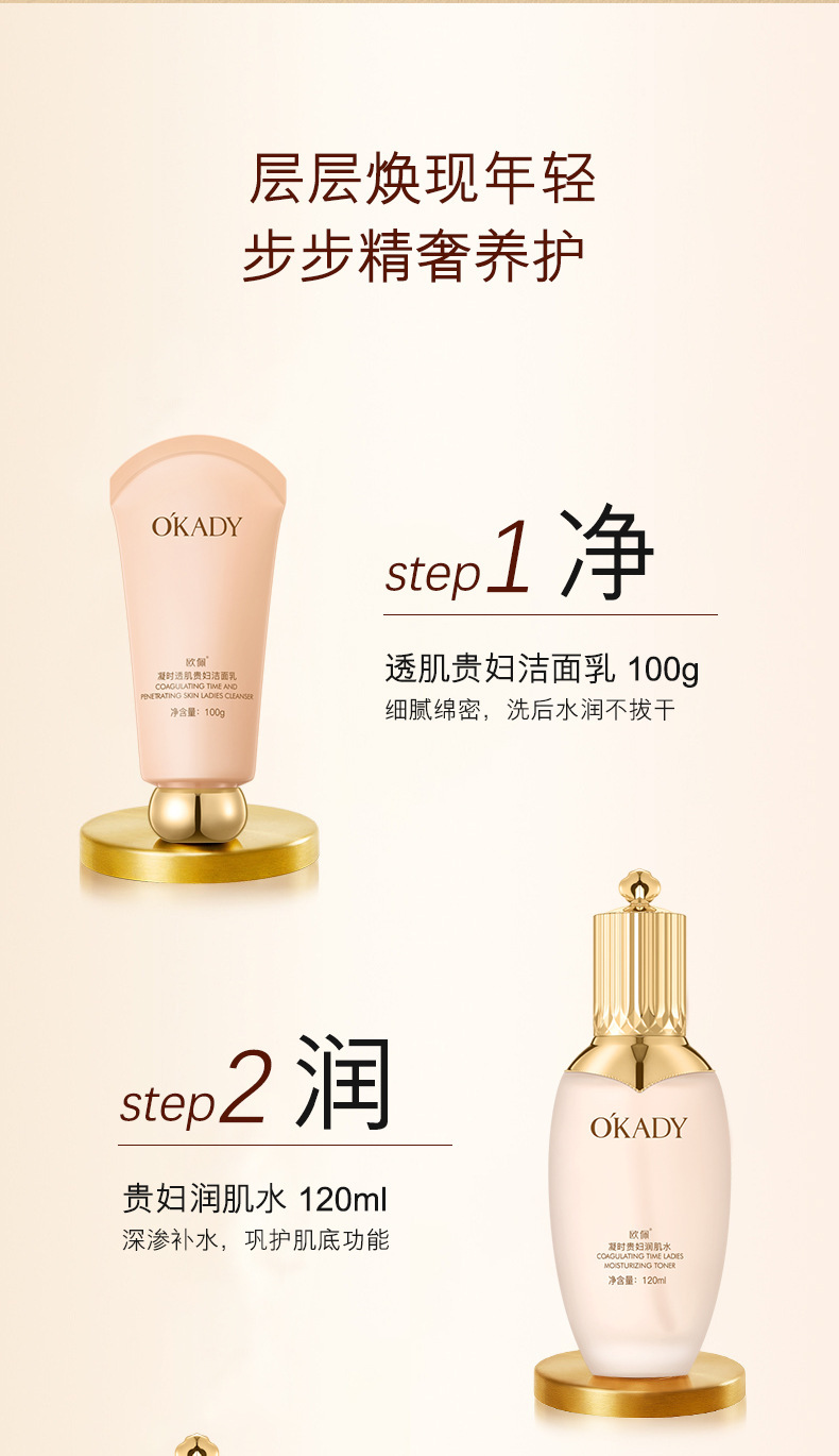 OKADY skincare Gift Box, with luxurious golden design and multiple essence creams, offers an exquisite skincare experience. pic 10