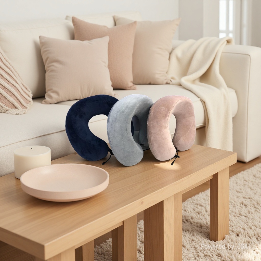 记忆U型枕东南亚好卖超柔布U型颈枕旅游枕汽车用品头枕