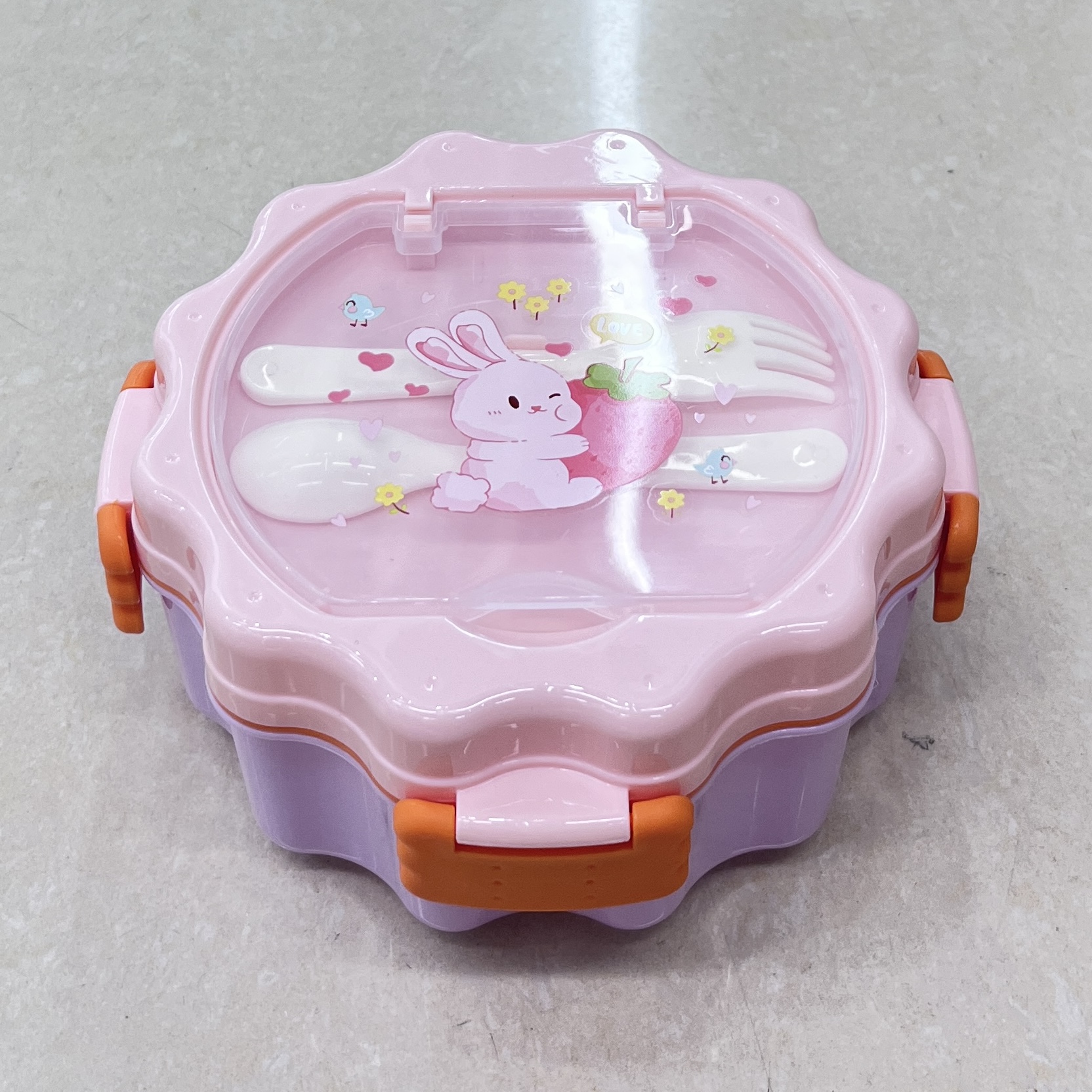 卡通便当盒便携可爱学生野餐盒午餐格圆饼干饭盒塑料