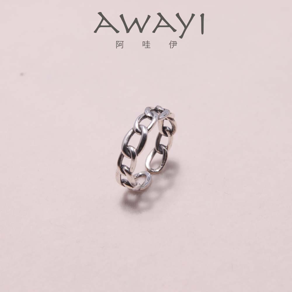 AWAYI纯银925戒指环环相扣