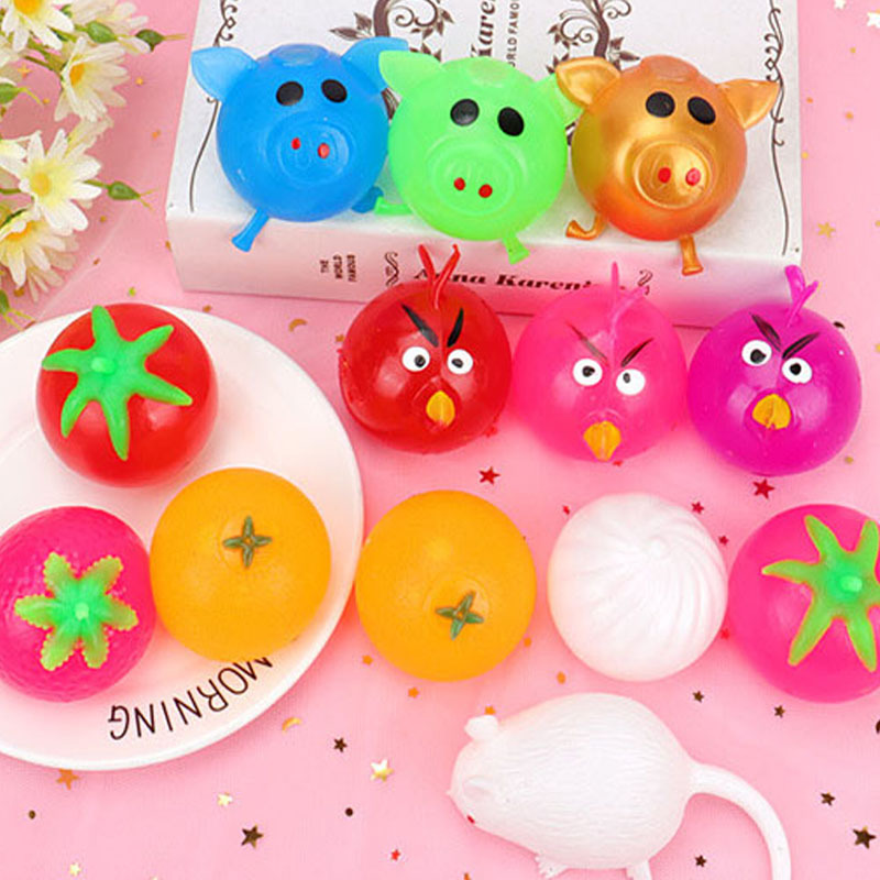 Cartoon venting water balls, creative pranks, pinching fun toys, stress-relieving and venting fruits, stress-relieving pig head venting ball toys detail image 7