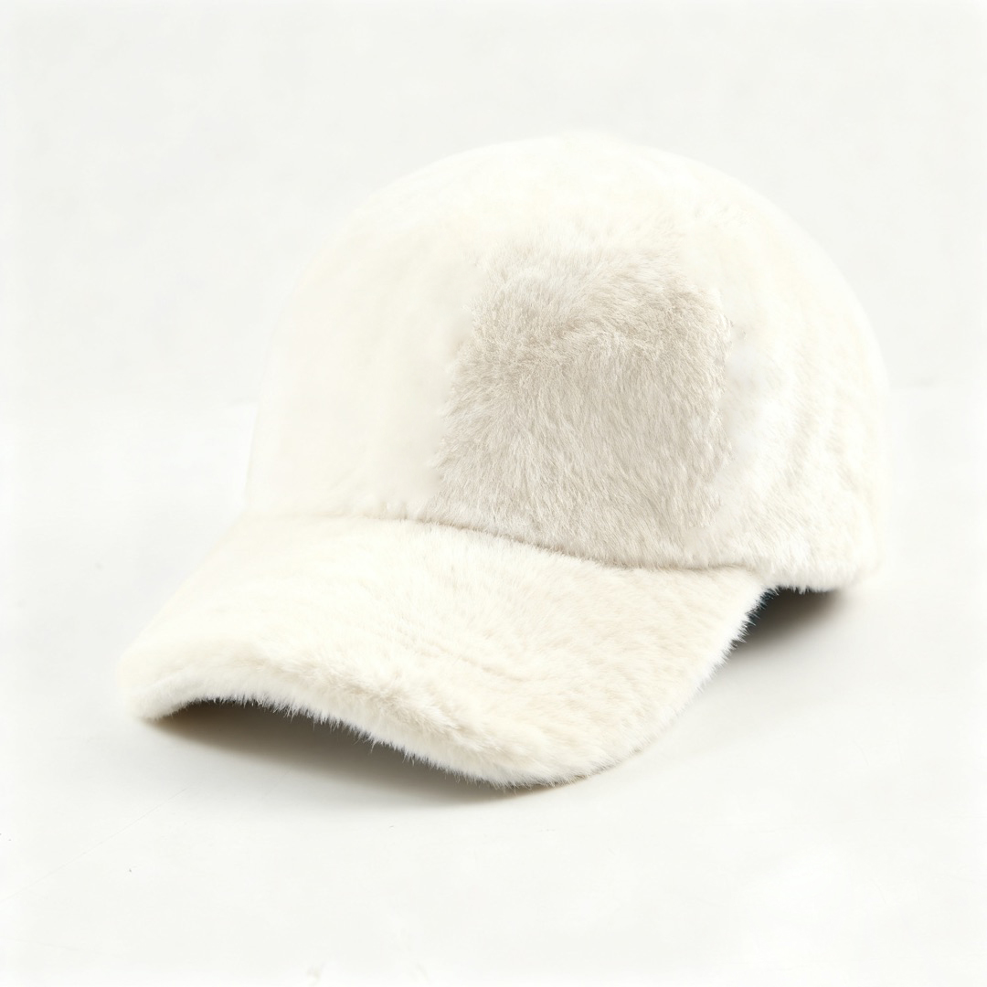 Autumn and winter plush solid color baseball cap, outdoor cold-proof and warm baseball cap, versatile curved brim sun hat, face-showing small hat details Picture