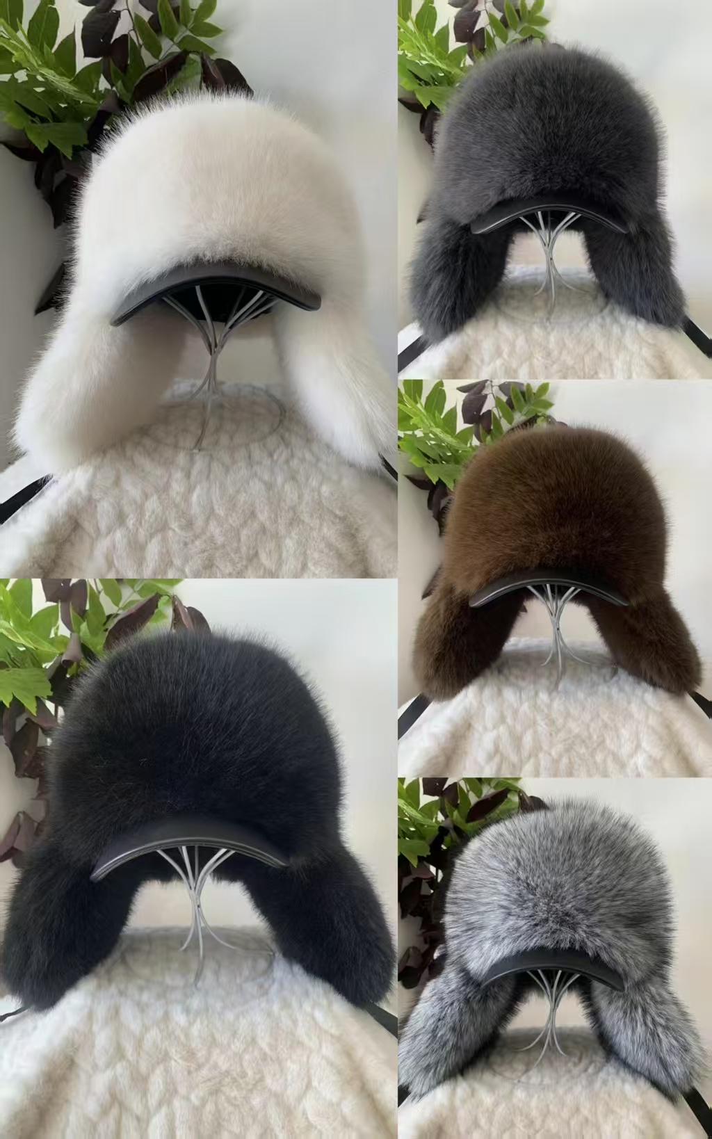 Fox fur Lei Feng hat, women's autumn and winter warm ski hat, ear-protecting fur hat, fur snow hat, clothing and accessories full figure