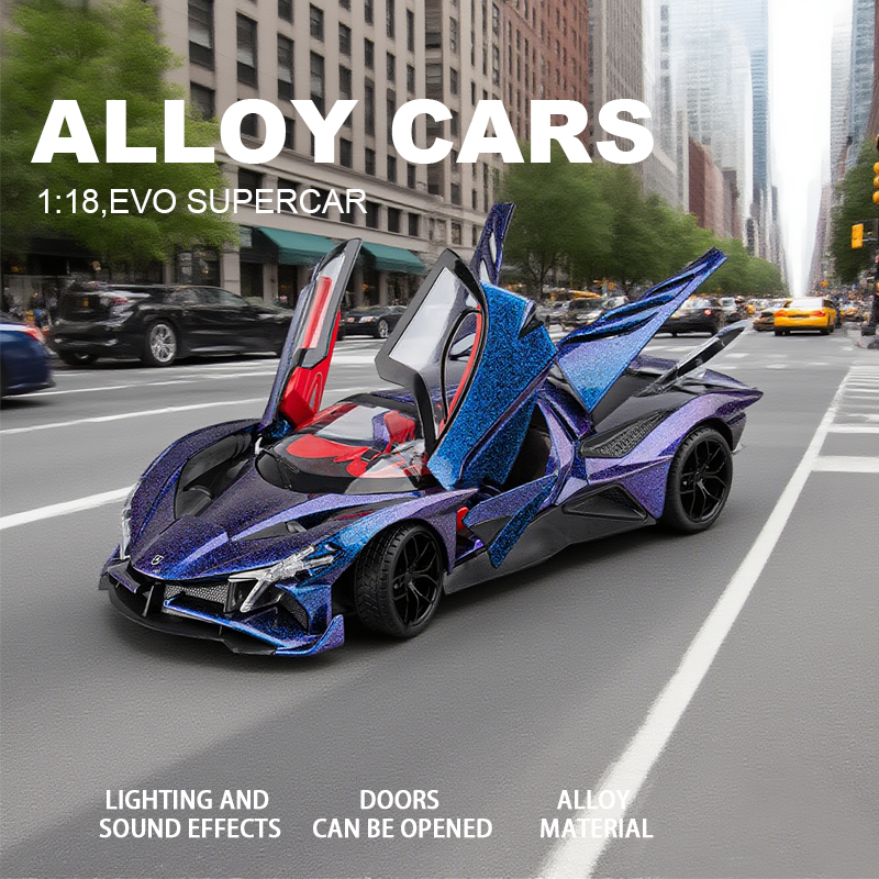 1:18阿波罗EVO超跑合金模型回力声光音效潮流艺术桌面潮玩男孩