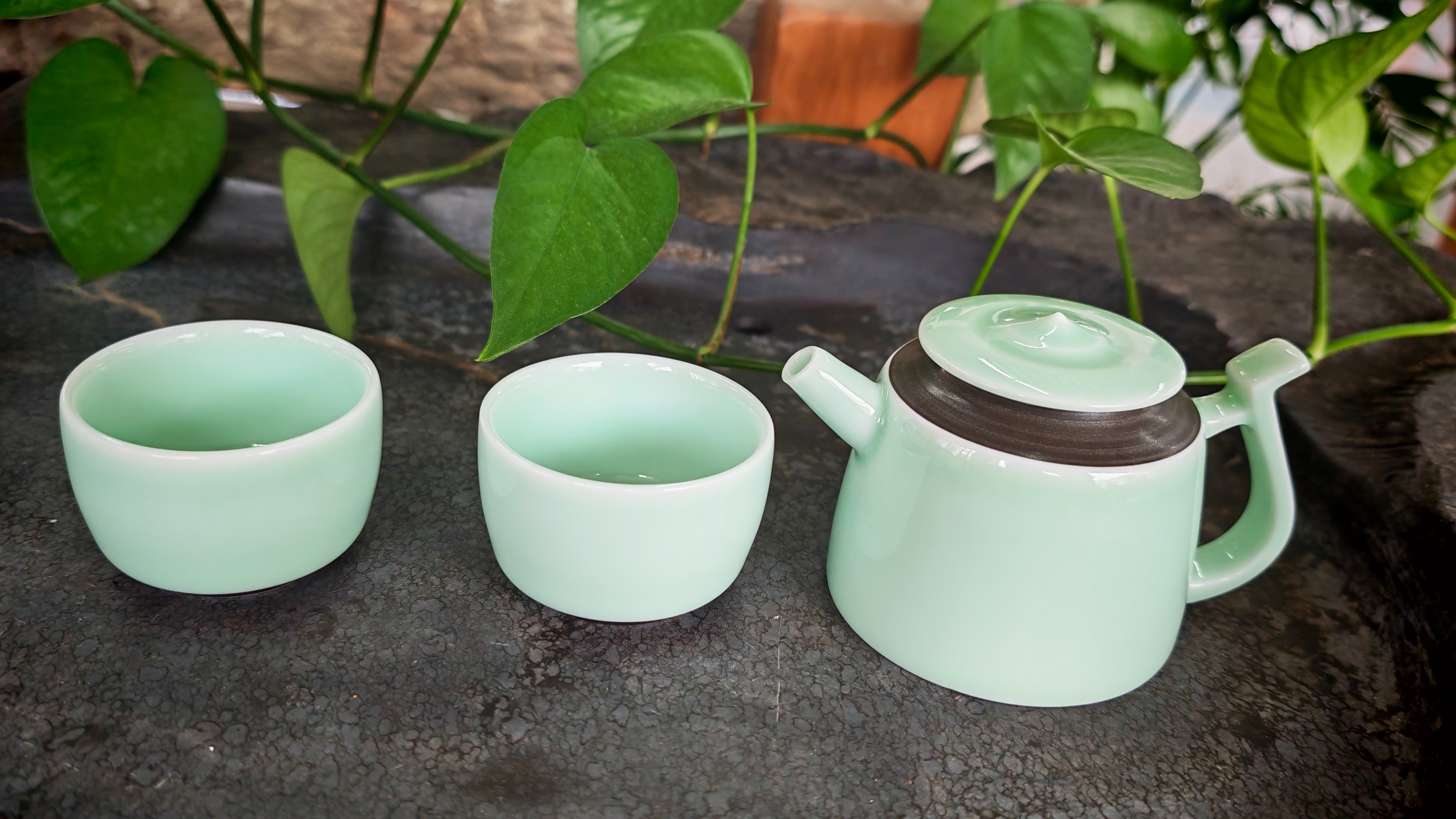 古婺窑火玉青瓷茶具套装 听雨