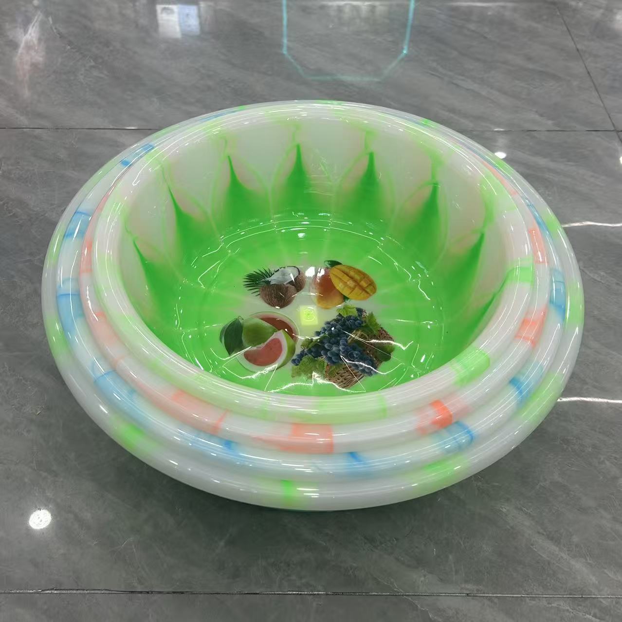 家用多功能塑料盆炫彩印花洗菜盆面盆  加厚抗摔塑料盆彩色花纹厨房浴室多用盆批发