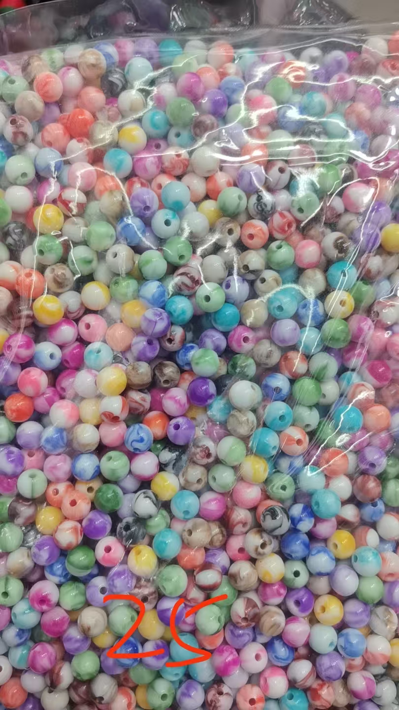 顶力饰品亚克力仿天然珠猫眼珠彩色圆珠散珠DIY穿珠手链材料配件