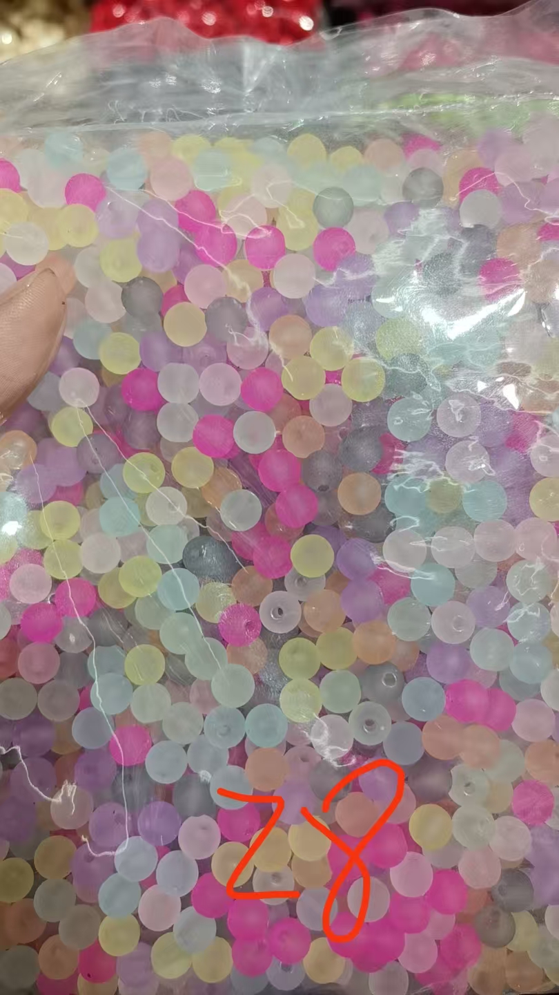 顶力饰品亚克力彩色透明磨砂直孔圆珠橡皮珠串珠 diy手工手链