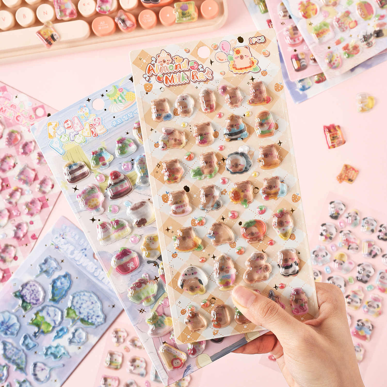 Creative handicrafts, stickers, gifts, 3D embossed three-dimensional diamond landscape, gold-embossed decorative stickers, creative stickers, free shipping, solid drip coating Specification image