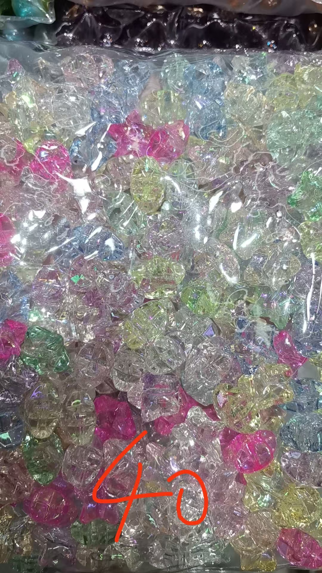 顶力饰品透明亚克力珠子散珠饰品配件仿水晶五角星梅花水滴直孔彩色塑料珠
