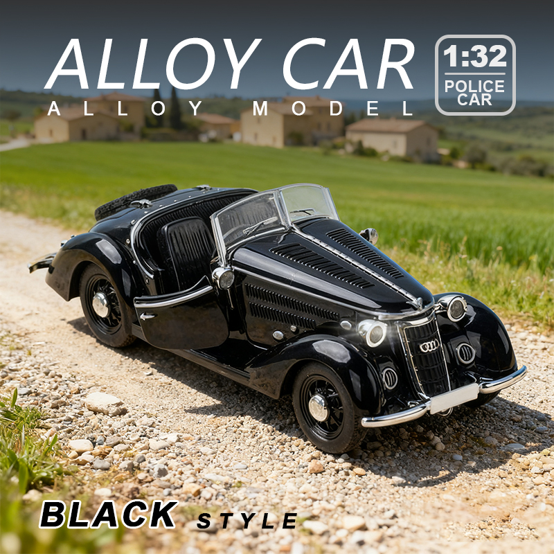 1:32 Audi Rover W25K alloy car model, Rebound Sound and Light toy vintage car door opening box