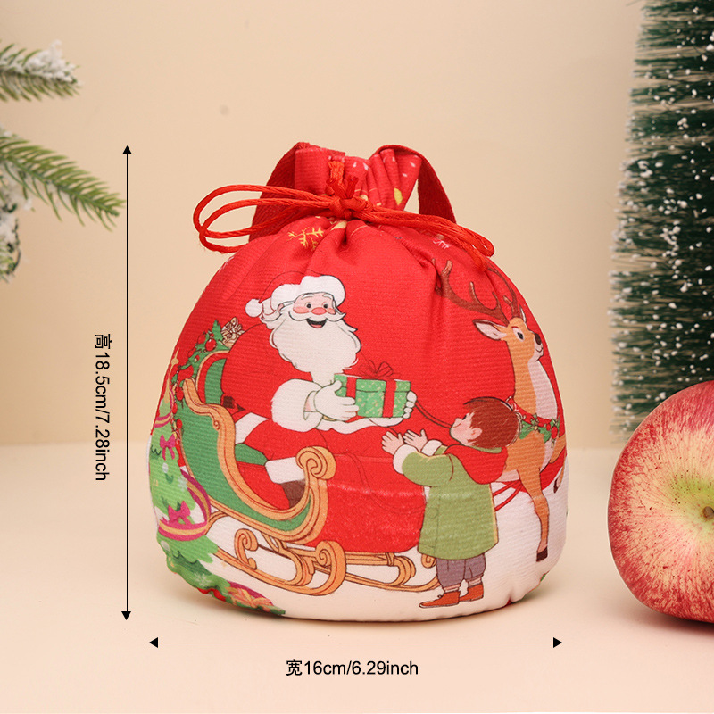 跨境新款圣诞节苹果袋儿童礼物袋幼儿园糖果袋平安夜苹果包装礼盒 气氛礼物袋白底实物图