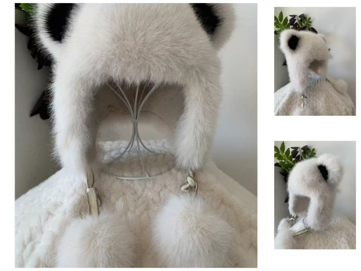 Korean version furry animal hat winter new style pullover warm women's ear-protecting pom-pom cold hat hair accessory Headwear details Picture