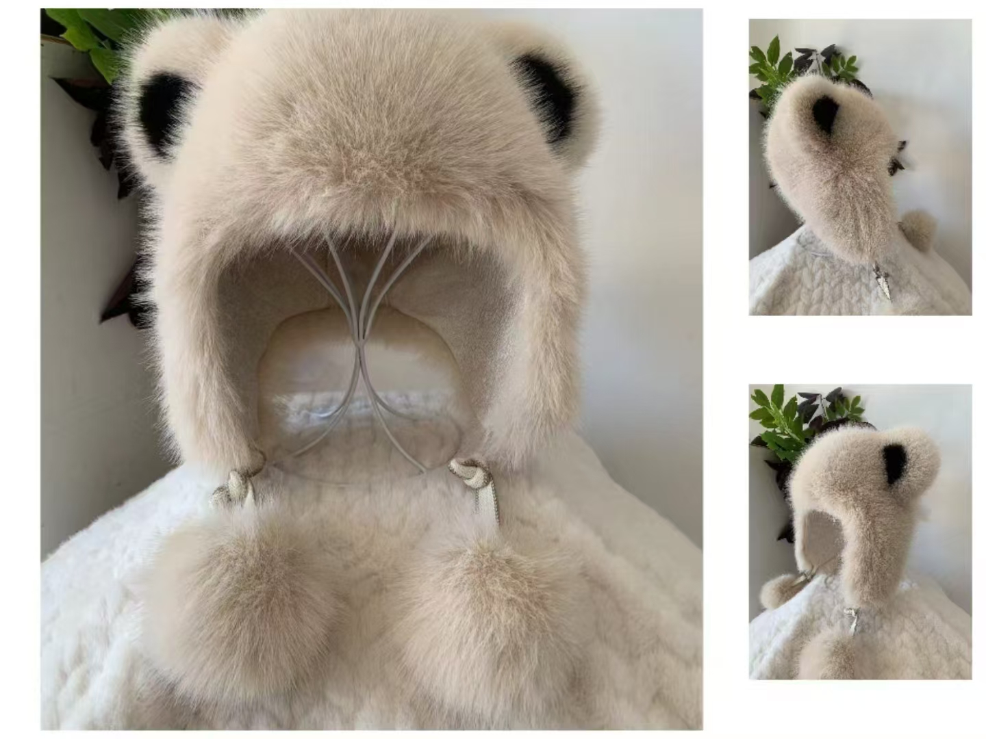 Korean version furry animal hat winter new style pullover warm women's ear-protecting pom-pom cold hat hair accessory Headwear Specification image