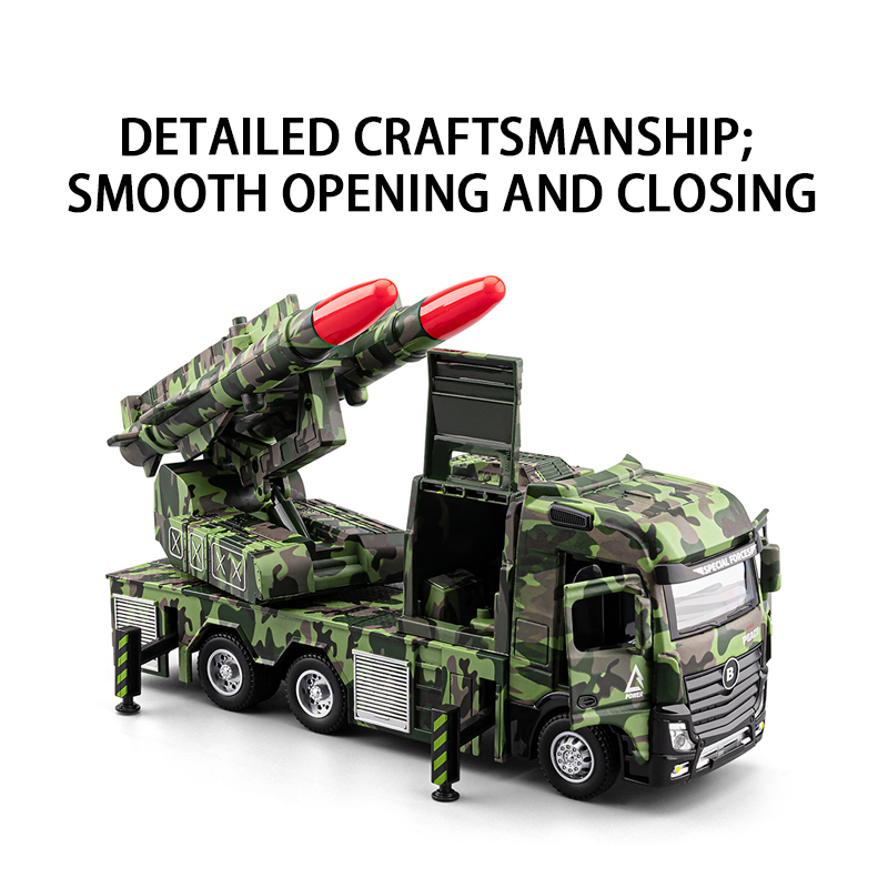 Double-headed missile vehicle simulation alloy car model, car model metal toy car, rebound sound and light decorative item, boys' toy Application Scenario
