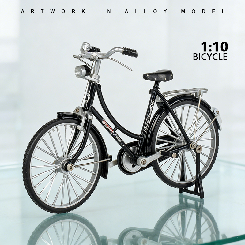 1:1028 bar female bicycle model simulation alloy car model, car model metal toy car ornament details Picture
