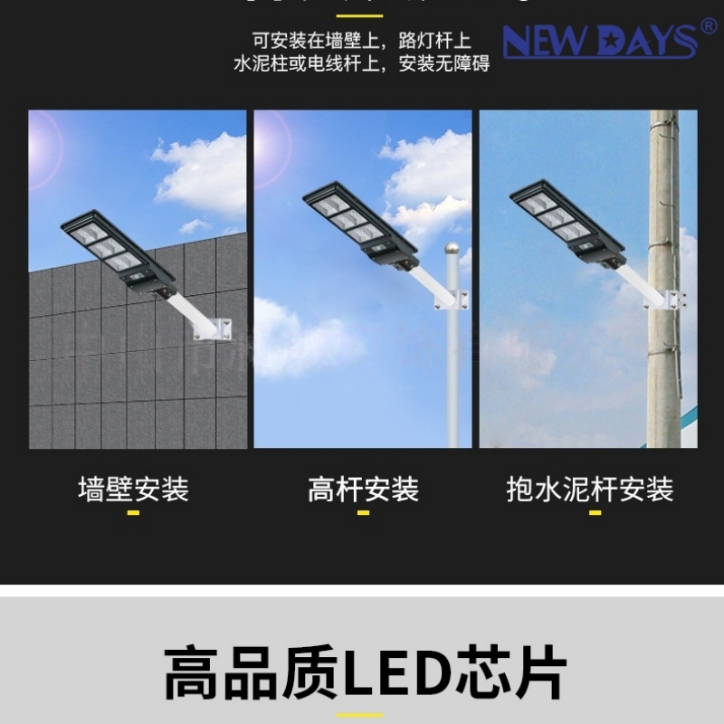 NEWDAYS brand's new cross-border LED solar street lamps, outdoor high-brightness emergency lighting, and human-sensing waterproof floodlights Application Scenario