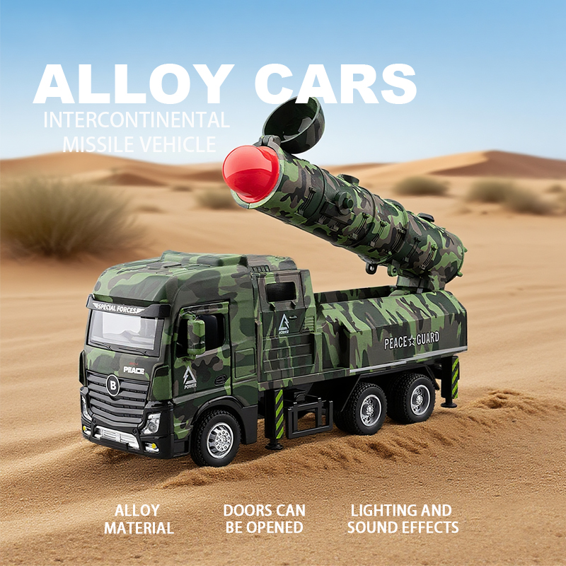 Intercontinental missile vehicle alloy model, rebound sound and light effect, trendy art desktop, trendy toys for boys
