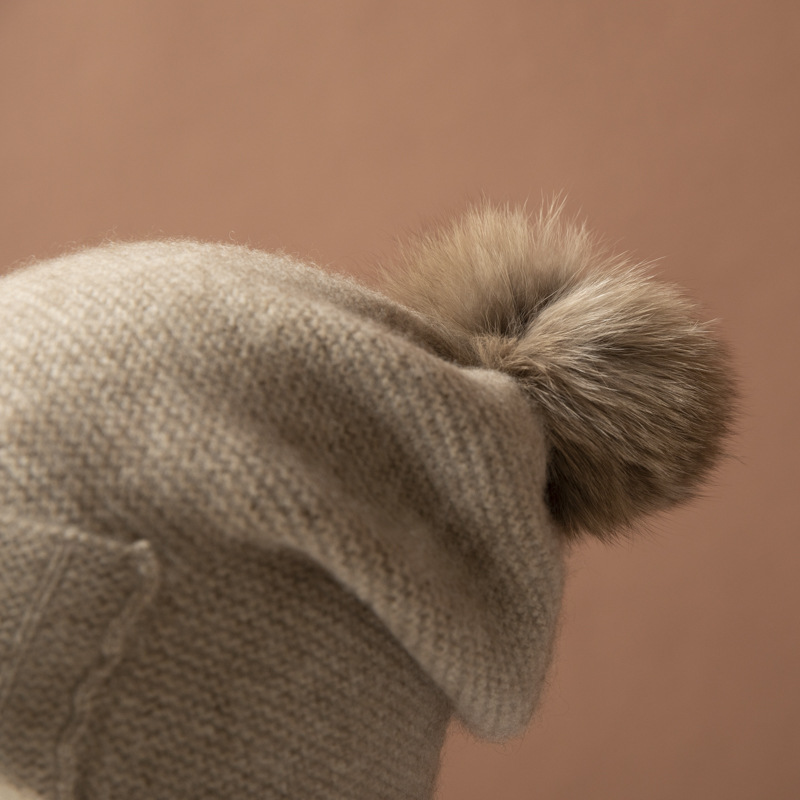 New cashmere hat for women in autumn and winter 2025, solid color knitted wool, versatile headband, ear-protecting, cold-proof and warm cap Specification image