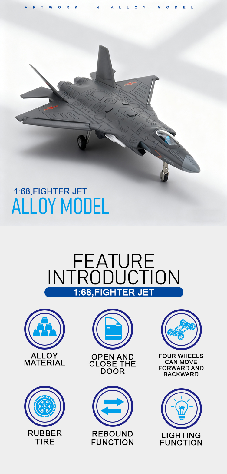1：68 歼31隐形战机模型仿真合金车模汽车模型金属玩具车摆件详情1