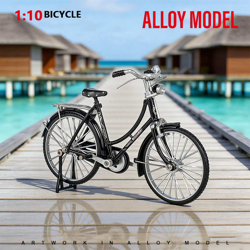 1:1028 bar female bicycle model simulation alloy car model, car model metal toy car ornament Item Picture