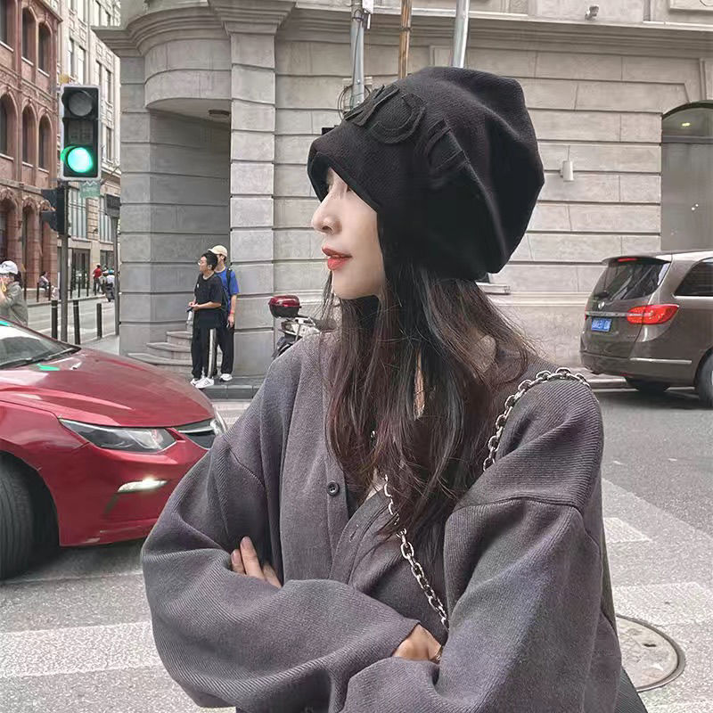 Heap heap sombrero otoño invierno cálido cara cara pequeña letra sombreros fríos mujeres gorra de orejera gorra de cabeza gorra de punto de cabeza grande Application Scenario