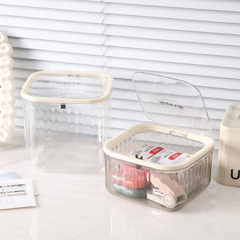 Desktop trash can, light luxury with lid, high appearance level, transparent dining table, bedroom mini small wastebasket, 2025 new style details Picture