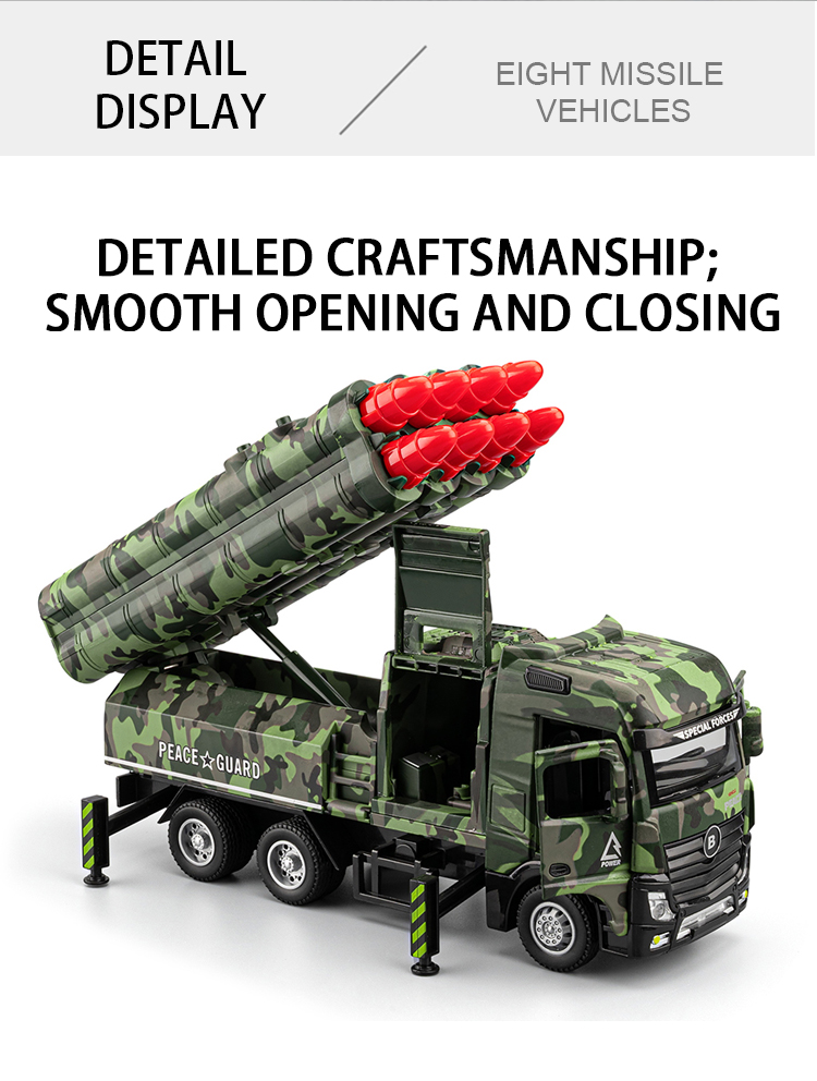 Eight-engine missile vehicle alloy model, rebound sound and light effect, trendy art desktop, trendy toys for boys, and decorative items pic 4