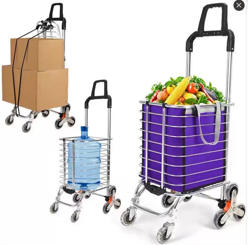 买菜带袋铝框车爬楼便携式铝框购物车大容量带袋爬楼买菜车