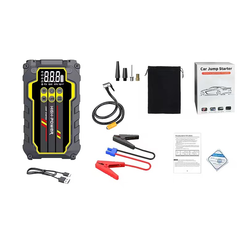 Car emergency start power supply, 12V vehicle-mounted 12000MA air pump, multi-functional mobile phone charging lighting Item Picture
