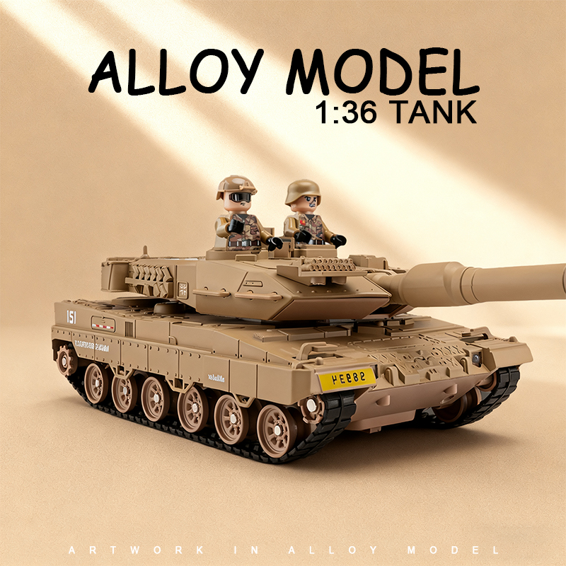 1:36 Leopard 2A7 tank spray simulation alloy car model, car model metal toy car ornament, boys' toy Specification image