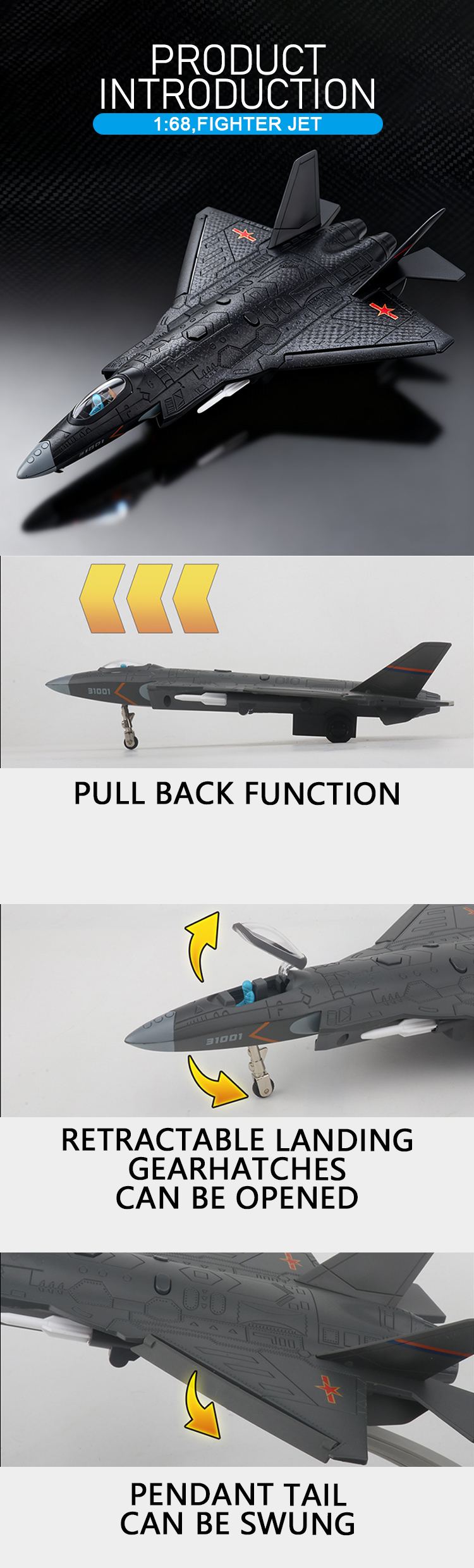 1：68 歼31隐形战机模型仿真合金车模汽车模型金属玩具车摆件详情2