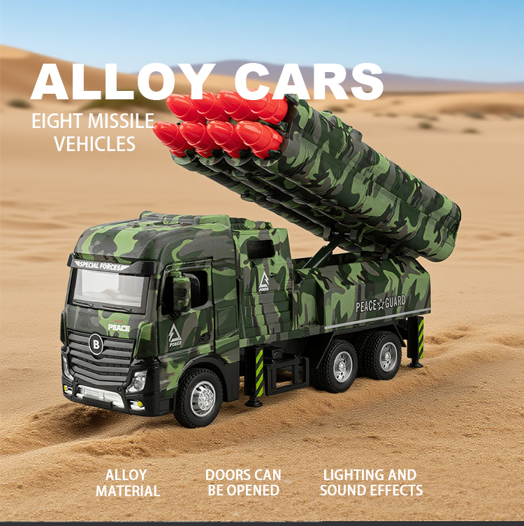 Eight-engine missile vehicle alloy model, rebound sound and light effect, trendy art desktop, trendy toys for boys, and decorative items pic 1